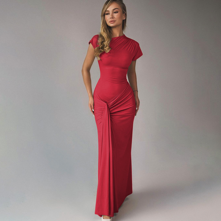 JARA™ - Elegant Ruched Bodycon Wrap Maxi Dress