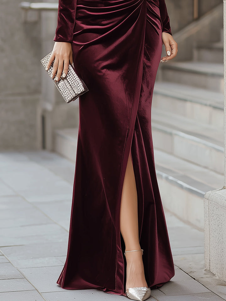 Alora Velvet One-Shoulder Evening Gown