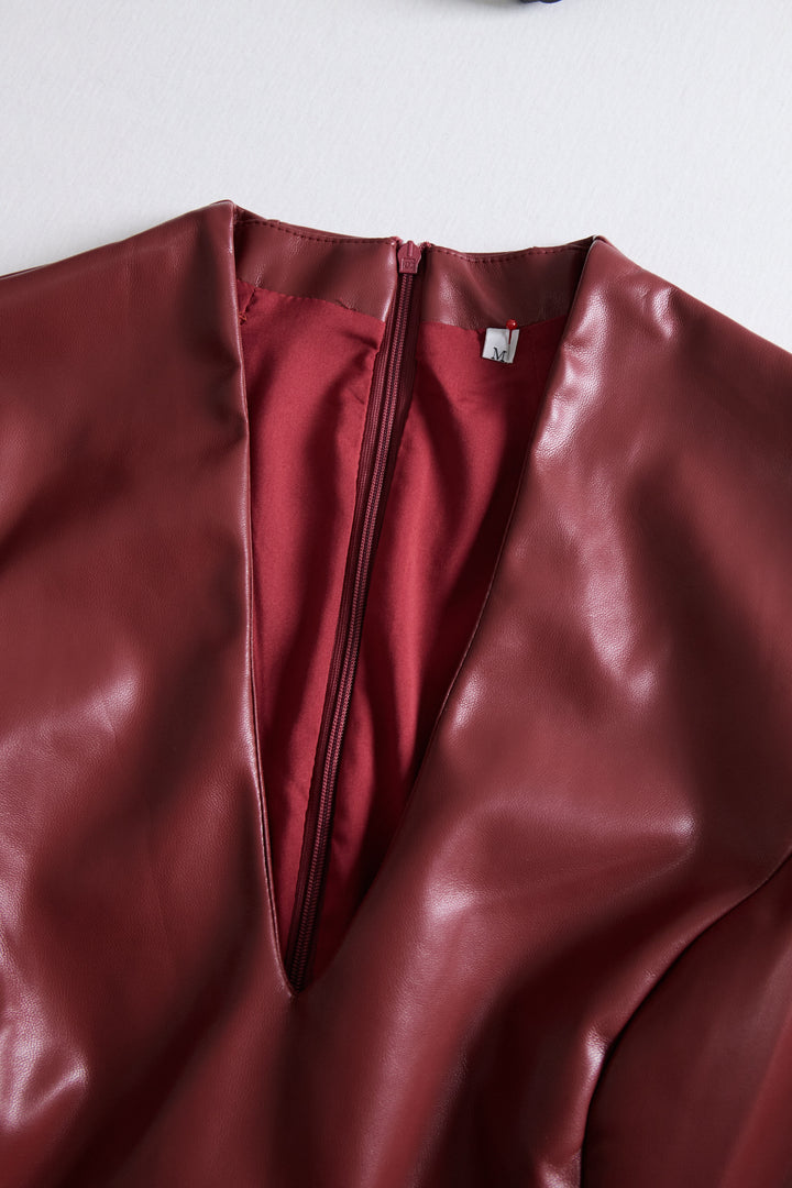 Alora Black Faux Leather Bodycon Dress