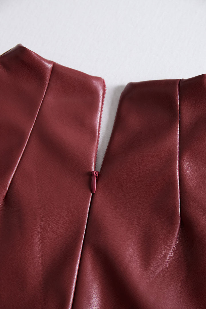 Alora Black Faux Leather Bodycon Dress