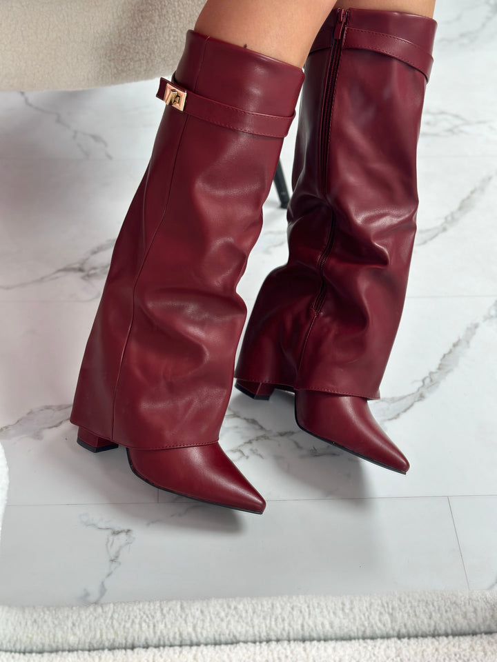 Loise™ - Burgundy Leather Boots