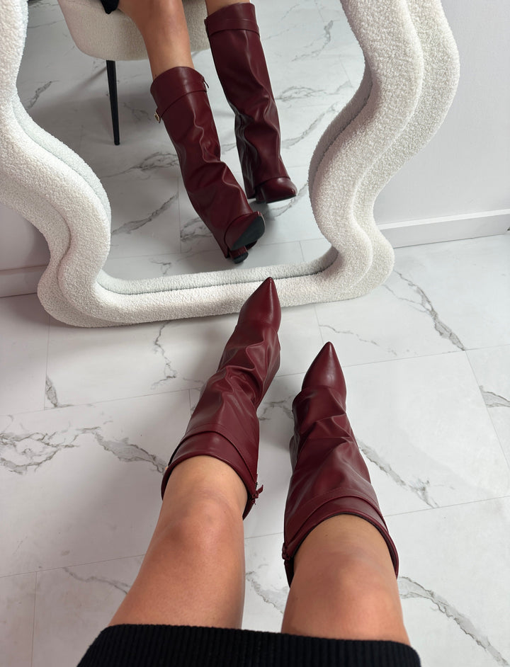 Loise™ - Burgundy Leather Boots