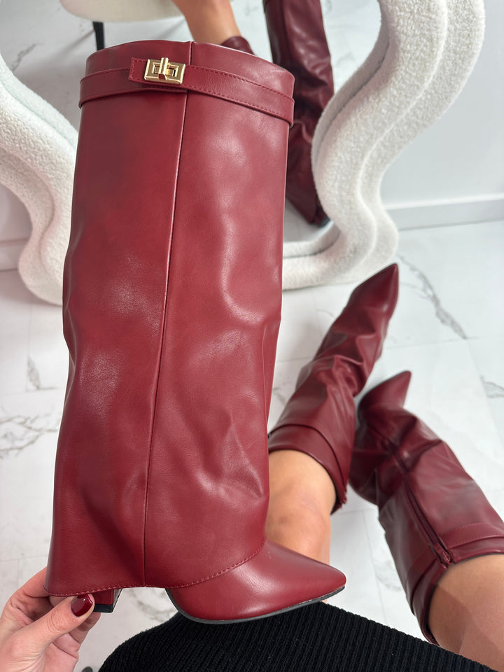 Loise™ - Burgundy Leather Boots