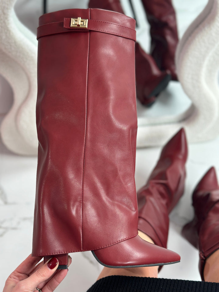 Loise™ - Burgundy Leather Boots