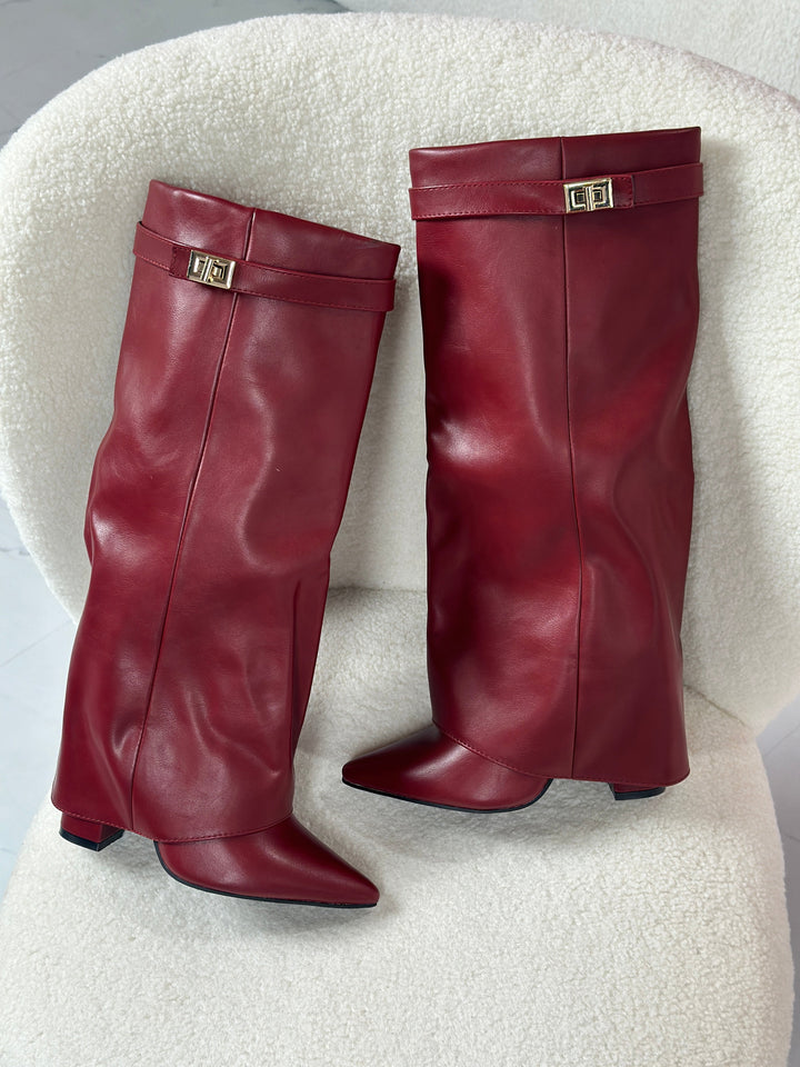 Loise™ - Burgundy Leather Boots