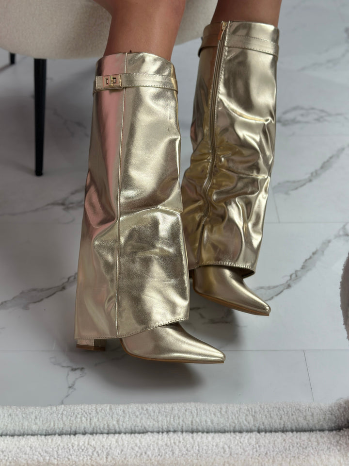PHINA™ - Gold Leather Boots