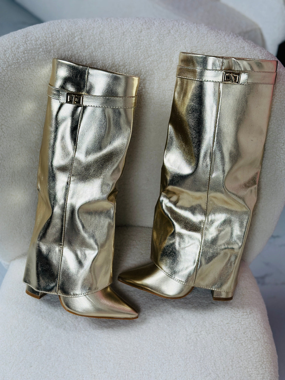 PHINA™ - Gold Leather Boots