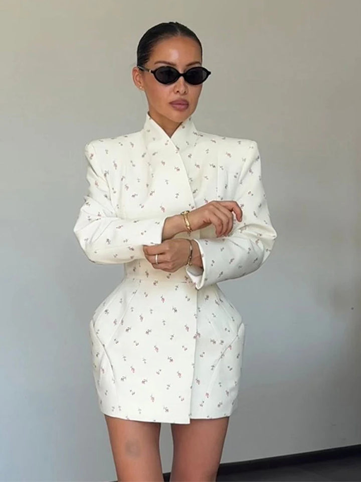 Manila Elegant White Tailored Blazer Dress