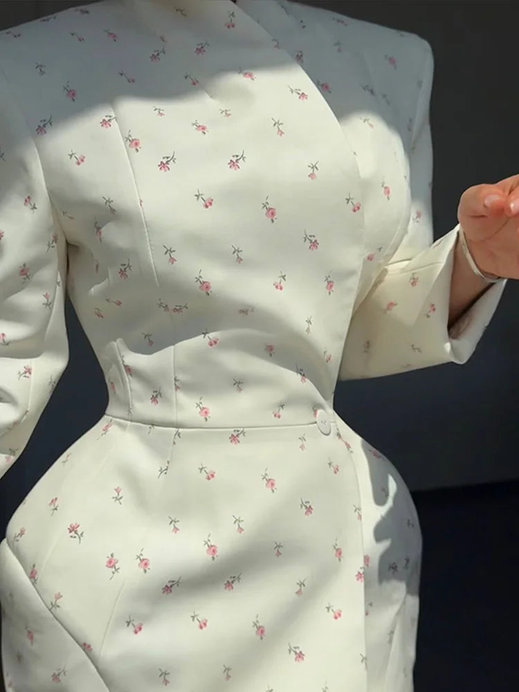 Manila Elegant White Tailored Blazer Dress