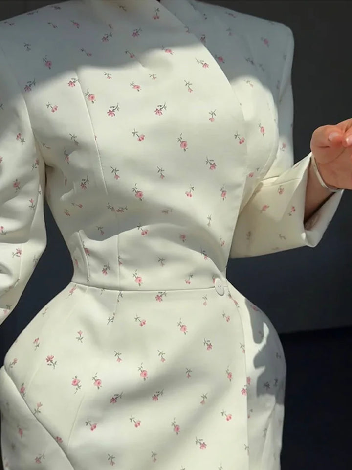 Manila Elegant White Tailored Blazer Dress