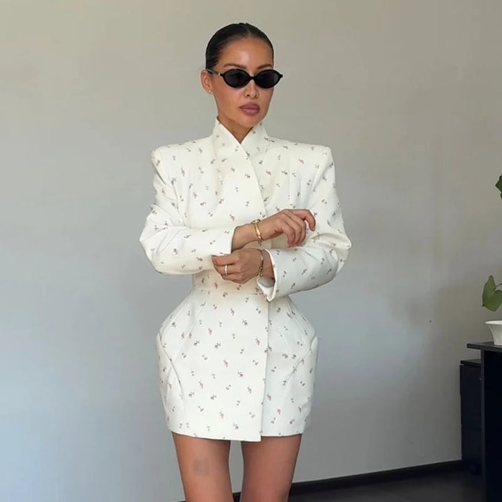 Manila Elegant White Tailored Blazer Dress